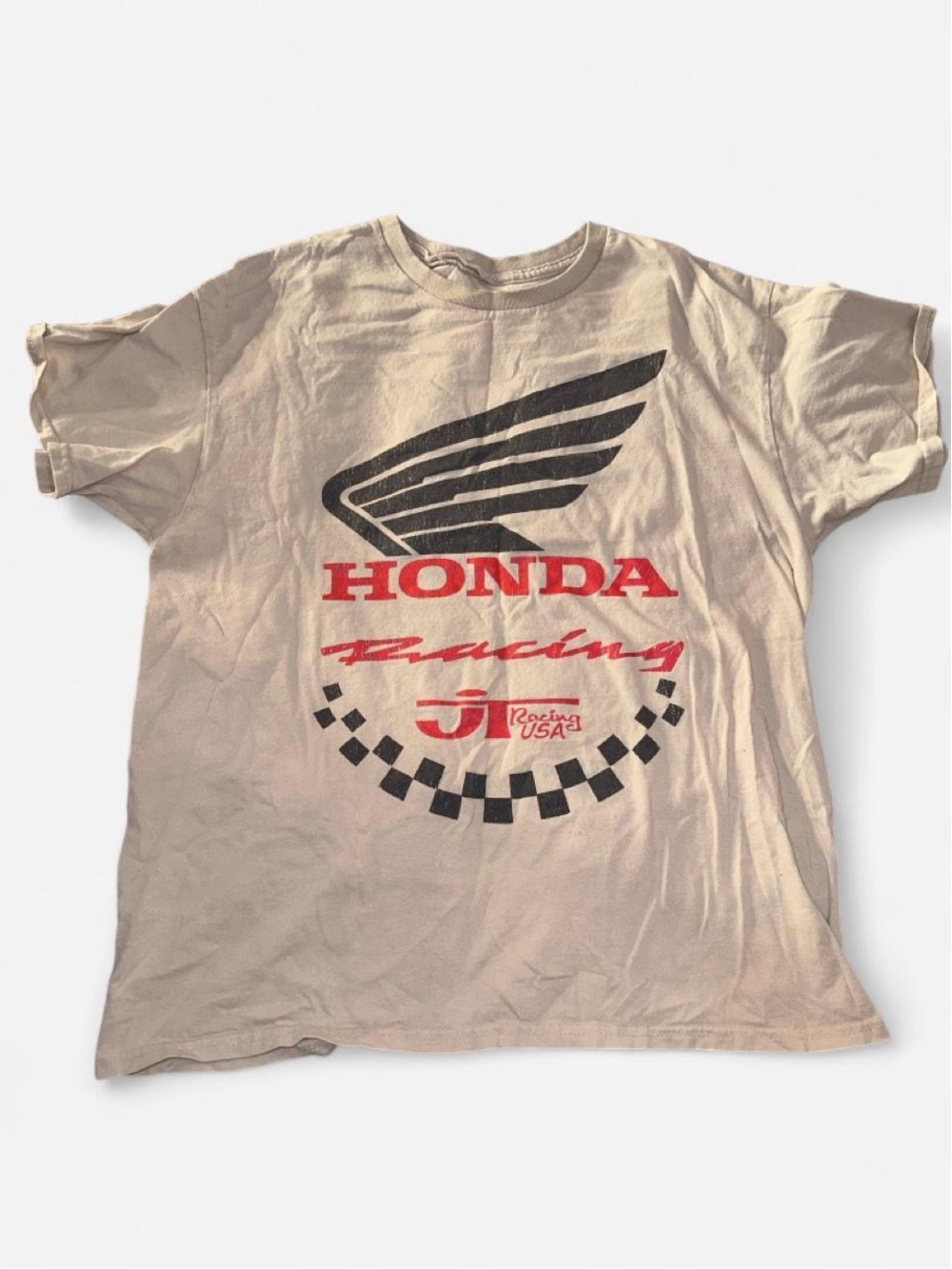 Honda Tan Short Sleeve Racing Tee with Red & Black Graphics